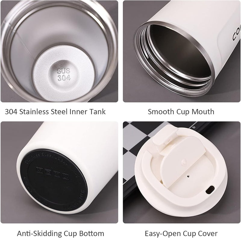Eacam 510mL Stainless Steel Coffee Cup, Leakproof Insulated Thermal Cup Car Coffee Cup Stainless Steel Vacuum Insulated Coffee Mug for Hiking, Camping & Traveling - Image 4
