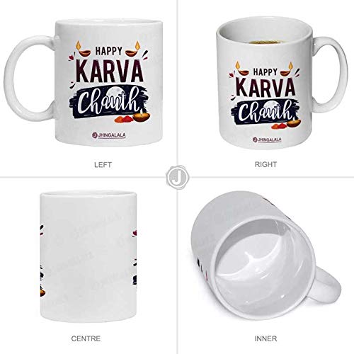 Jhingalala Jhingalala Happy Karwa Chauth Printed Cushion Mug Key Chain Greeting Card Combo Gift Pack Karwachauth Gift for Wife Karwa Chauth Gifts for Women Gift for Karwachauth Gift for Wife - Image 4