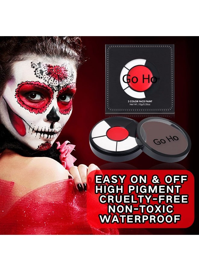 Go Ho Makeup Clown White Black Red Face Paint3 In 1 Colors Wheel For Clown Makeup Special Effectszombie Vampire Skeleton For Halloween Costume And Body Paint - Image 4