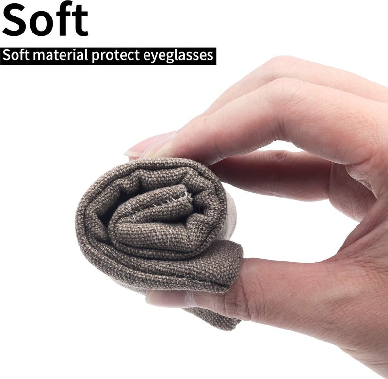 Face Shadow Double Glasses Case Soft Eyeglass Case For Women Men Squeeze Top Sunglasses Case With Cleaning Cloth - Image 5