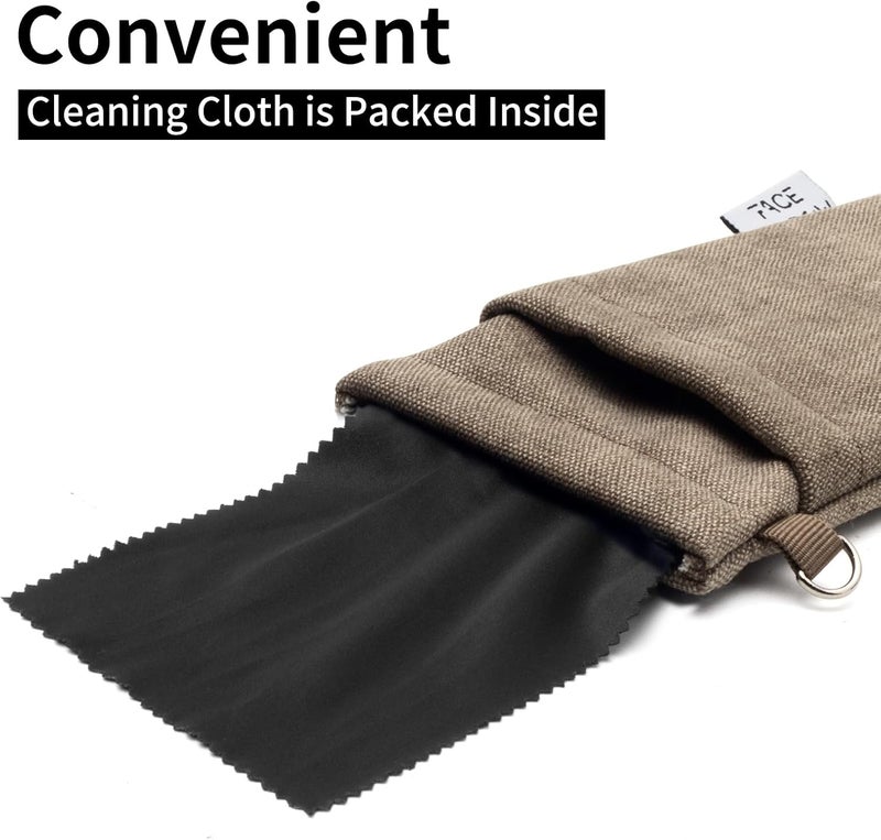 Face Shadow Double Glasses Case Soft Eyeglass Case For Women Men Squeeze Top Sunglasses Case With Cleaning Cloth - Image 4