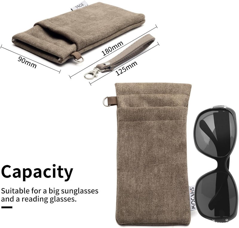 Face Shadow Double Glasses Case Soft Eyeglass Case For Women Men Squeeze Top Sunglasses Case With Cleaning Cloth - Image 3