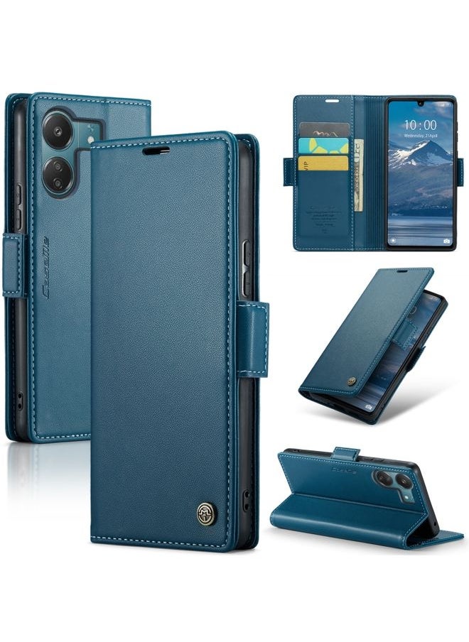 HuHa Case Cover For Xiaomi Redmi 13C 4G / 13C 5G CaseMe 023 Butterfly Buckle Litchi Texture RFID Anti-theft Leather Phone Case Blue 