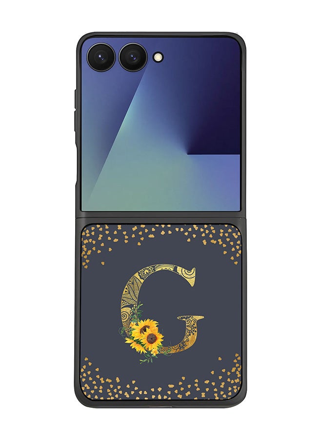 Stylizedd For Samsung Galaxy Z Flip7 Case,Slim fit Camera Protection, Shockproof Thin Phone cover  - Custom Floral Monogram - G  (Grey )