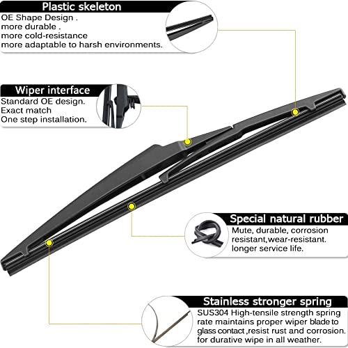 AUTOBOO 26"+16" Windshield Wipers with 12" Rear Wiper Blade Replacement for Lexus NX200t NX300 NX300h 2015 2016 2017 2018 2019 2020 2021 -Original Factory Quality (Pack of 3) - Image 2