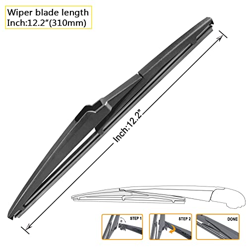 AUTOBOO 26"+16" Windshield Wipers with 12" Rear Wiper Blade Replacement for Lexus NX200t NX300 NX300h 2015 2016 2017 2018 2019 2020 2021 -Original Factory Quality (Pack of 3) - Image 3