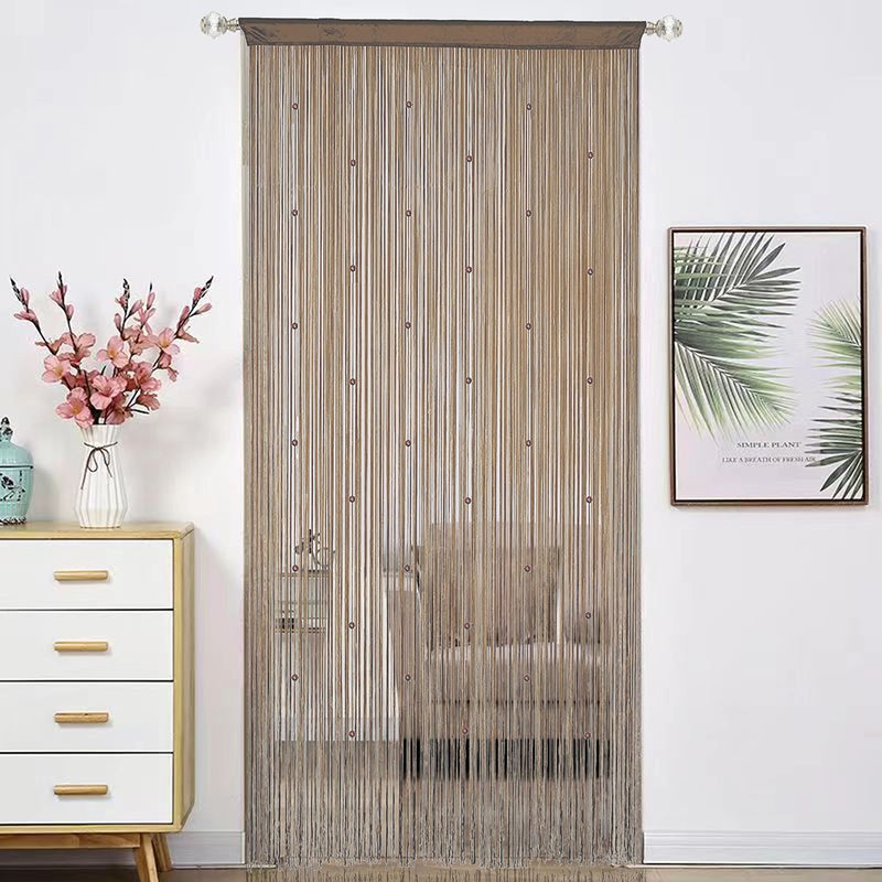 HSYLYM Beaded Curtain Beads Door String Curtains Ideal for Living Room Decor Wall Hanging Fringe Doorway Divider Bedroom Backdrop Hippie Window Closet Privacy Rod Pocket Dense (100x200cm Ecru) - Image 4