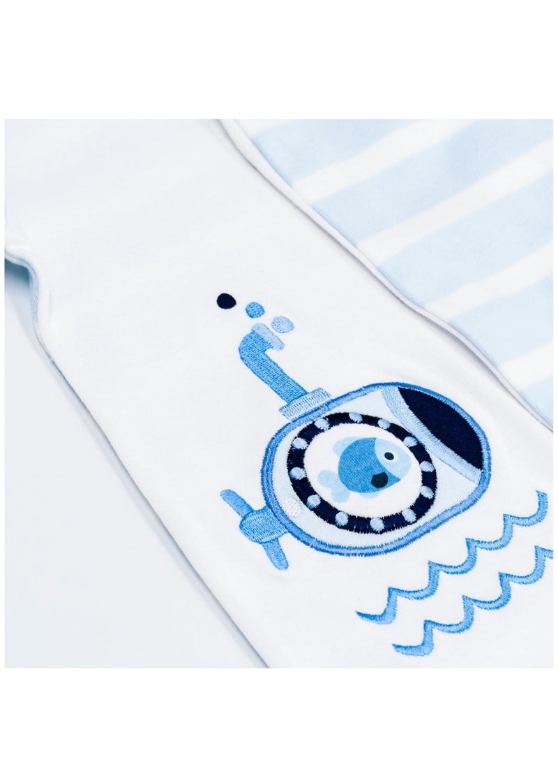 Moon طقم MOON 100% قطن للأولاد 3-6 أشهر أزرق - الغواصة الصغيرة - Image 4