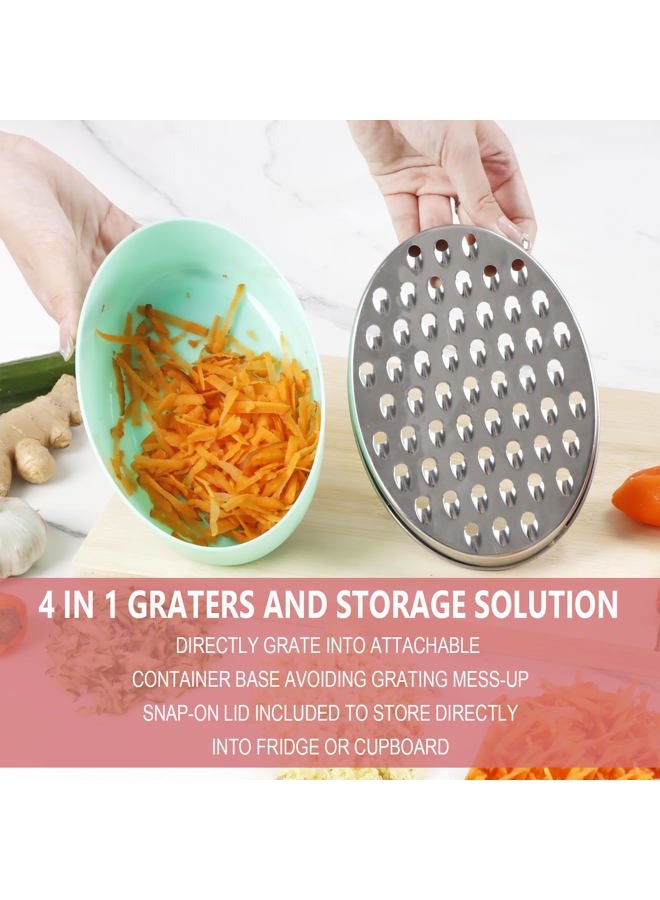 KEISSCO Cheese Grater Citrus Lemon Zester with Food Storage Container & Lid - Perfect For Hard Parmesan Or Soft Cheddar Cheeses, Ginger, Vegetables, Butter, Chocolate & Nutmeg (Green) - Image 5