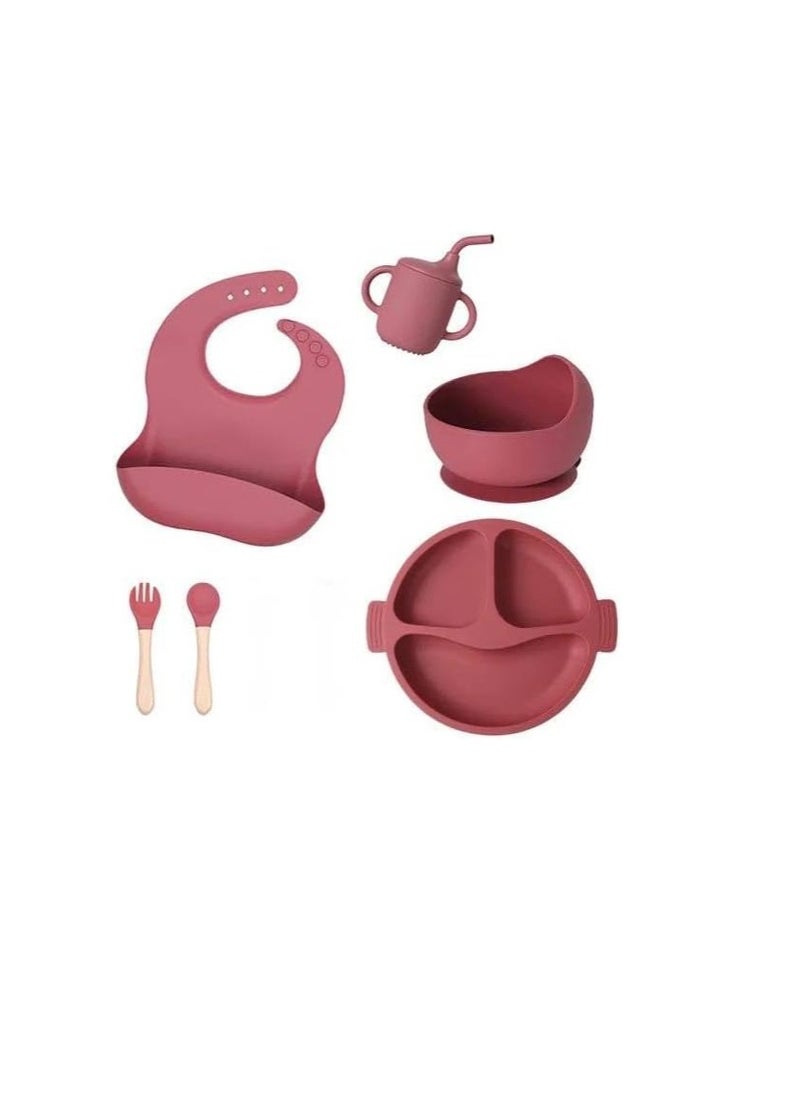 Generic Fantastic-Kids-Toys Silicone Toddler Dinnerware Set, BPA Free Toddler Plate Set with Bib, Divided Plate, Cup, Spoon, Fork, Bowl, 6-Piece Toddler Utensils for Girls and Boys  - Image 1