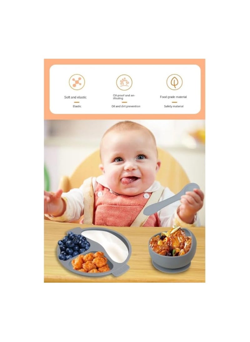 Generic Fantastic-Kids-Toys Silicone Toddler Dinnerware Set, BPA Free Toddler Plate Set with Bib, Divided Plate, Cup, Spoon, Fork, Bowl, 6-Piece Toddler Utensils for Girls and Boys  - Image 3