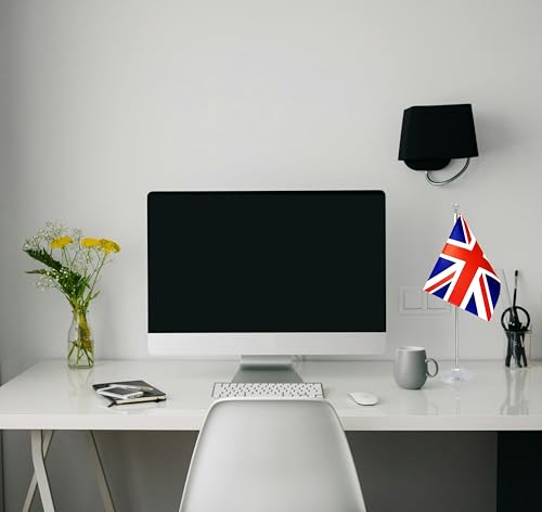 Rotenl UK Britain Desk Flag, British Table Office Flag with Metal Pole and Stand Base, International Country Flags, Festival Event Celebration, Classroom Meeting Desktop Decor (UK) - Image 4