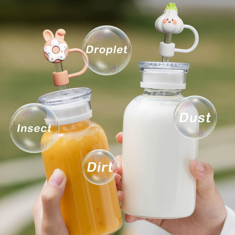 4pcs Reusable Animal Plant Straw Tips Dustproof Cup Covers Decorative - Image 5