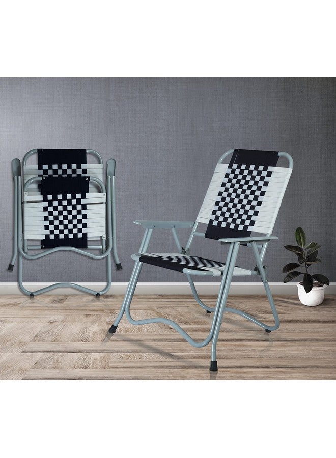 ARTEMIST ARTEMIST Foldable Stripe Chair with Arm Rest Portable Chair with Durable Folding Frame, Ideal for Garden, Patio, Lawn, Balcony (Black,Chromium Steel) - Image 4