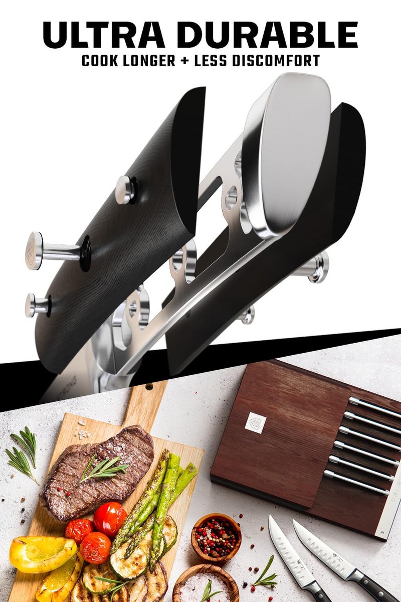 Dalstrong Steak Knife Set - 8 Piece - 5 inch Straight Edge Blade - Gladiator Series Elite - Forged High-Carbon German Steel Dinner Kitchen Knife - Black G10 Handle - Folding Block Set - NSF Certified - Image 5
