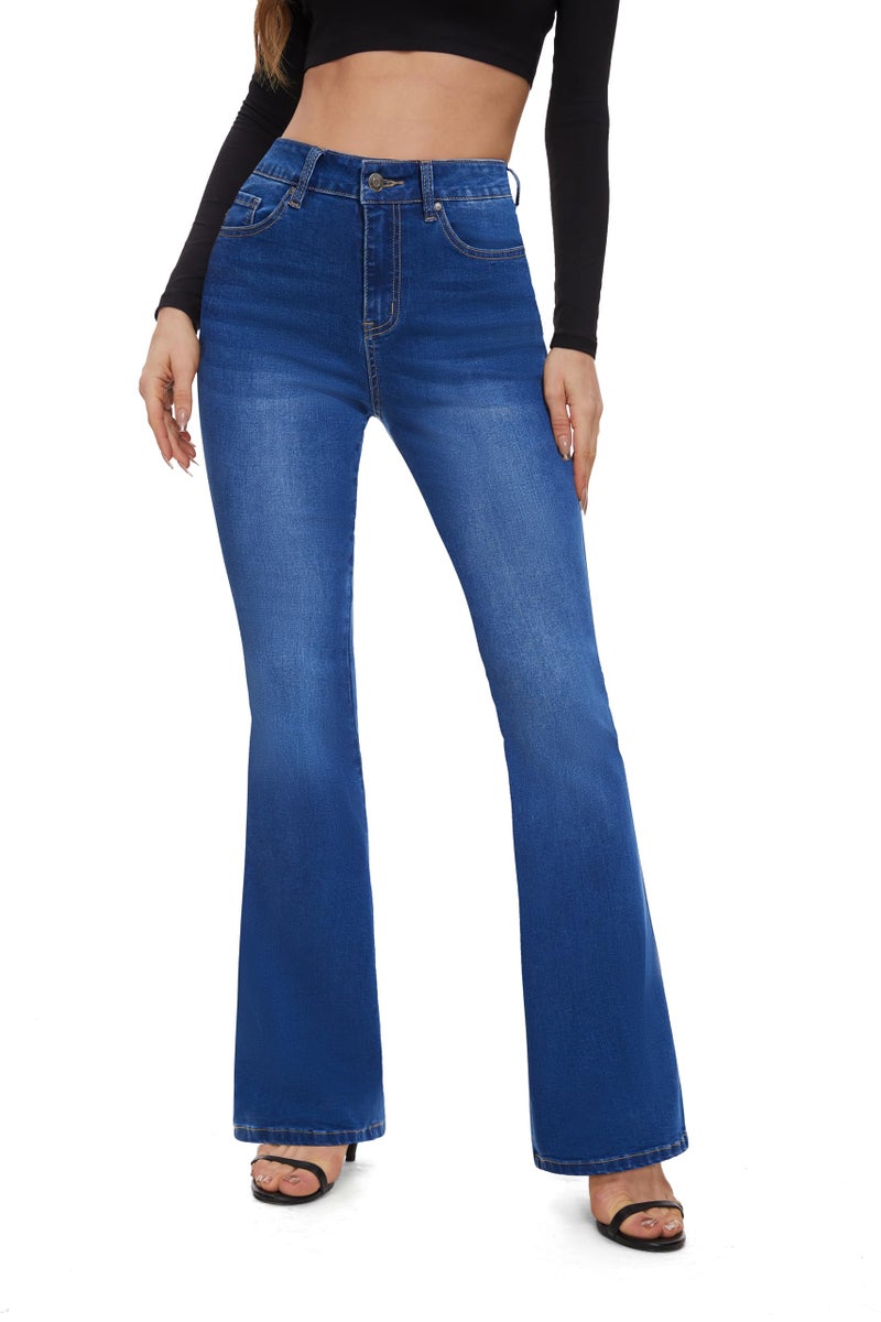FLYING BANANA Women's High Waisted Butt Lifting Stretch Bootcut Jeans (Medium Blue, 6 Short) - Image 1