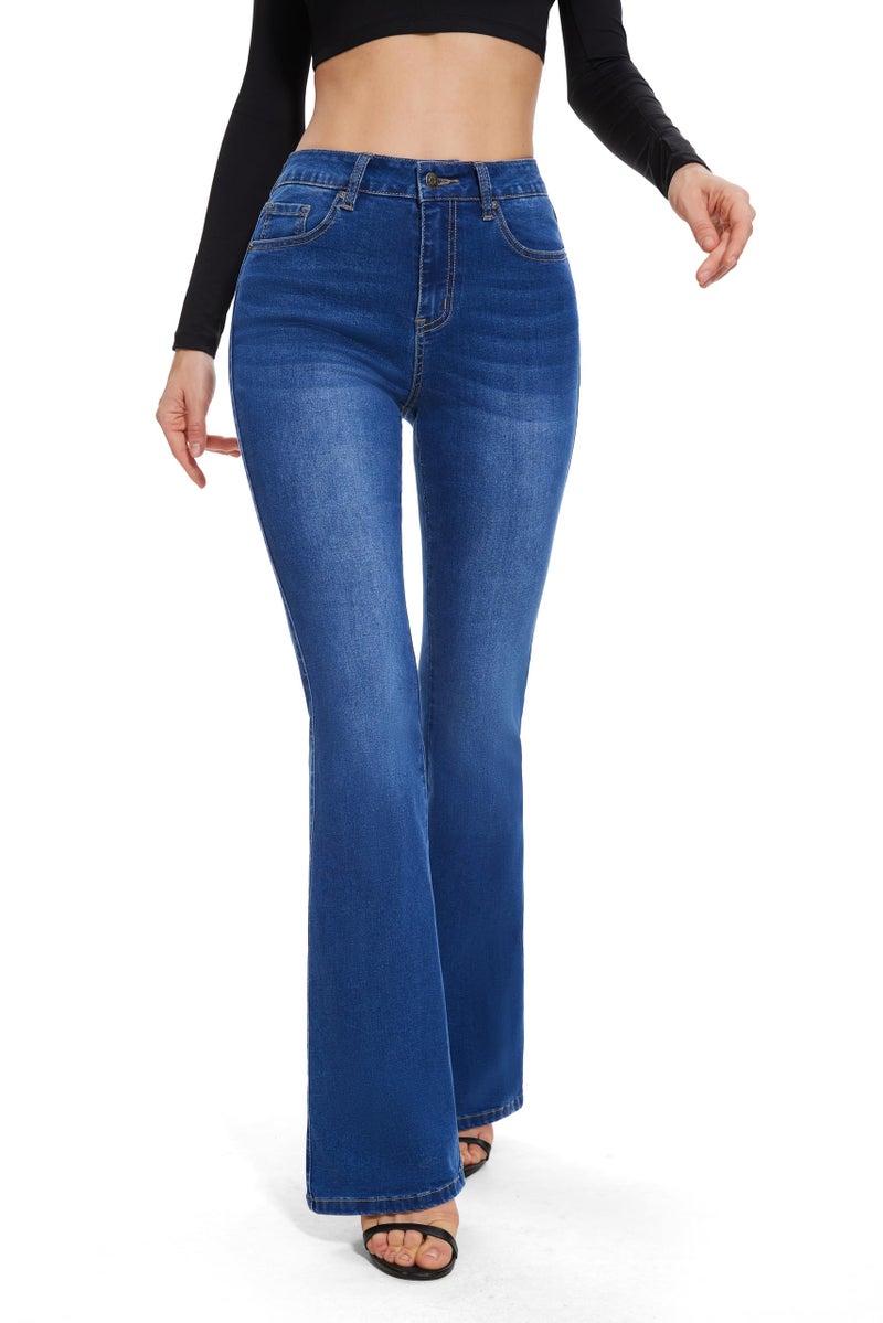 FLYING BANANA Women's High Waisted Butt Lifting Stretch Bootcut Jeans (Medium Blue, 6 Short) - Image 2