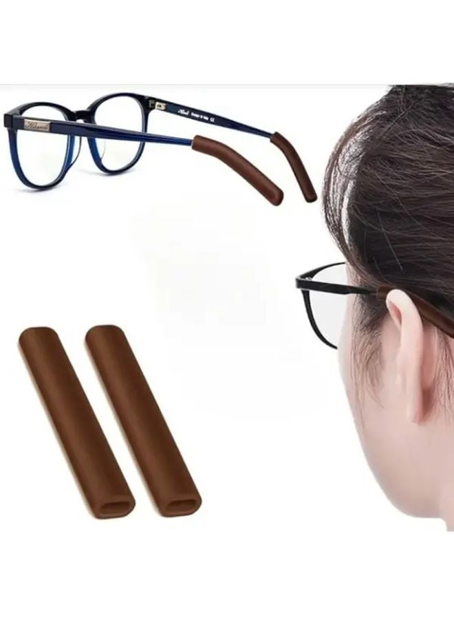 Brown Non Slip Anti Pain Glasses Ear Pads Soft Cushioned Ergonomic Comfortable Eyewear Accessories - Image 1