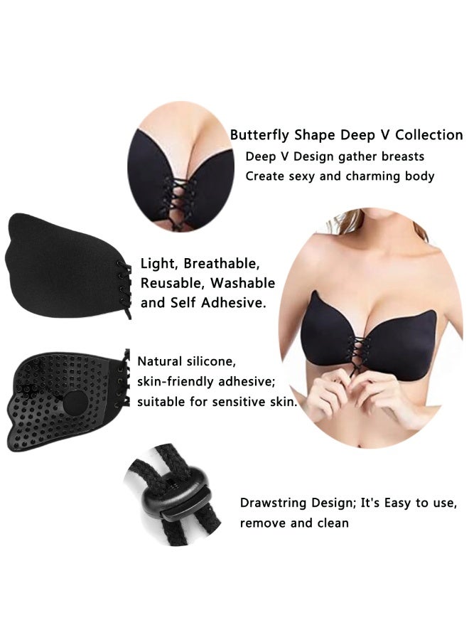 Strapless Silicone Bra, black, Invisible Bra, Silicone, High Viscosity, Anti-Separation, Breast Enhancer - Image 4