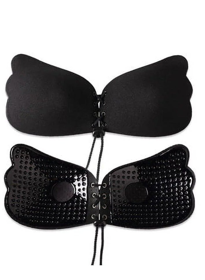 Strapless Silicone Bra, black, Invisible Bra, Silicone, High Viscosity, Anti-Separation, Breast Enhancer - Image 1