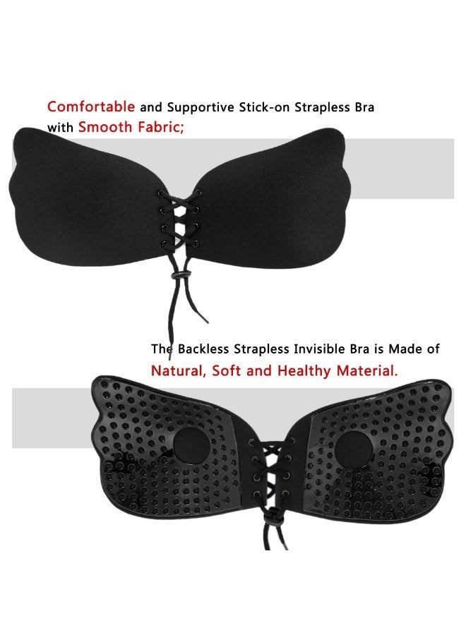 Strapless Silicone Bra, black, Invisible Bra, Silicone, High Viscosity, Anti-Separation, Breast Enhancer - Image 5