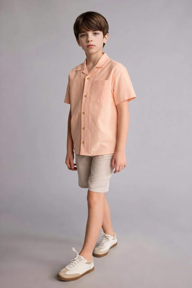 ديفاكتو Boy Regular Fit Blended Linen Shorts