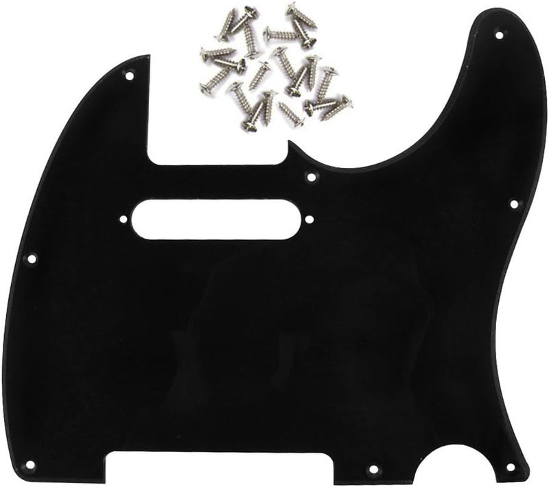 FLEOR 8 Hole TL Pickguard Scratch Plate with Pickguard Screws Set Fit USA/MX Standard TL Style Pickguard Replacement, 1Ply Black - Image 1