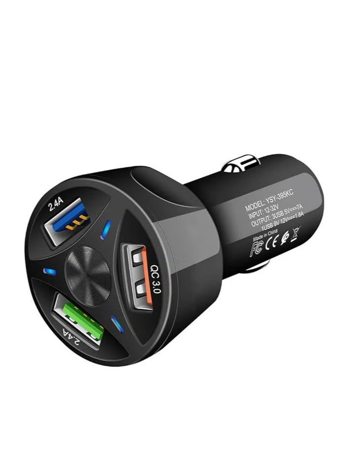 TIGER 55W Fast Charging Car Charger QC3.0 + PD 20W Quick Charge – 3 USB Ports, DC 12V/24V Lighter Adapter, Compatible with iPhone & Android – High-Speed Charging for Multiple Devices, Compact, Durable Design for Road Trips - Image 1