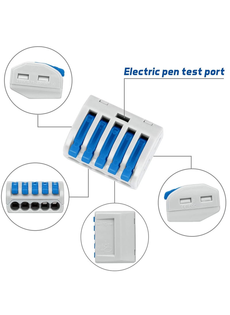 KASTWAVE - 141Pcs Lever Wire Connectors, Compact Splicing Conductor Connector for Solid Stranded Flexible Wires 28-12 AWG Blue - Image 1