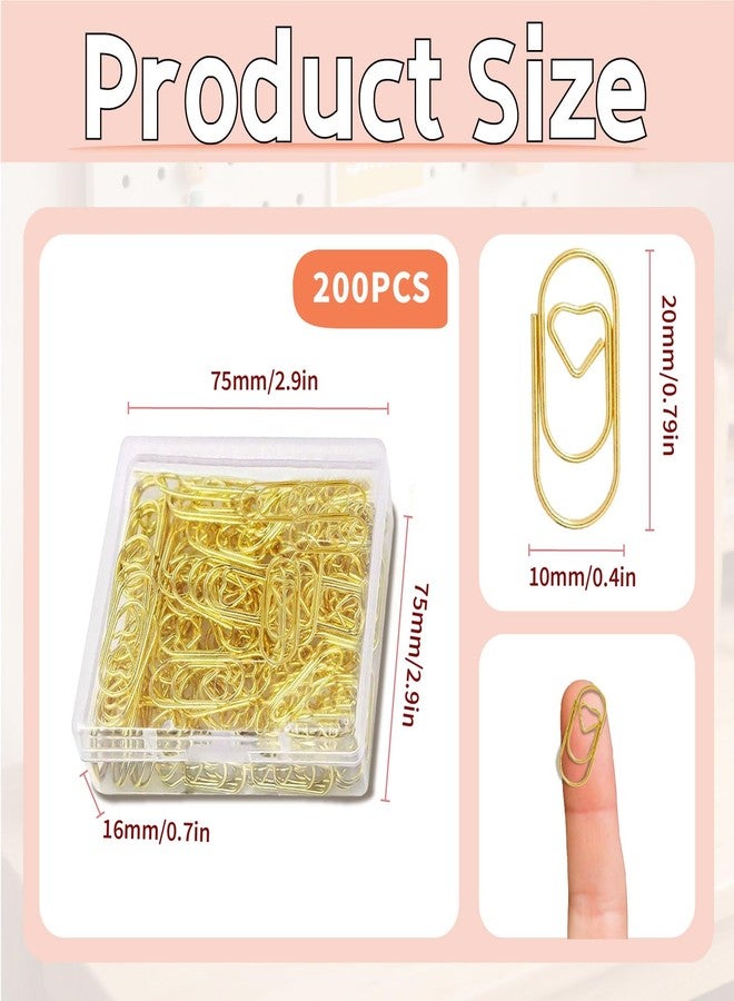 ADULLPONY Small Gold Paper Clips: Love Heart Shaped Paperclips 200 Pcs Mini Metal Cute Paper Clips Holder for Home Office School Desk Organizers Wedding Decorative Supplies - Image 2
