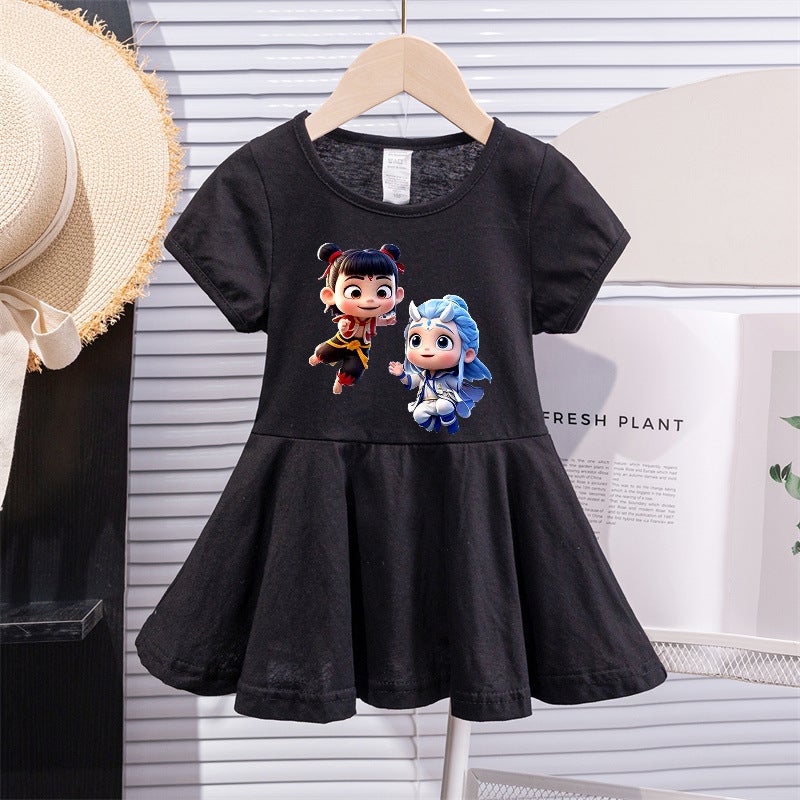 Summer Girls' New Children'S Dress Short-Sleeved Korean Style Nezha Princess Dress Baby Summer Girl'S Fashionable Dress - Image 3