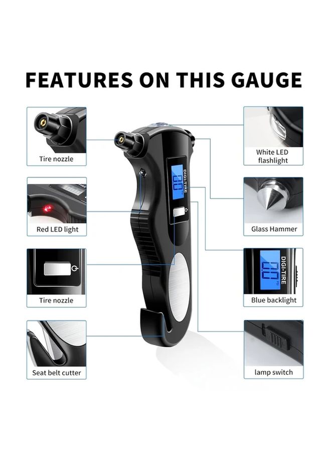 Digital Tire Pressure Gauge 150 PSI Universal High Accuracy Sensor For Car Motorcycle Bicycle Black - Image 2
