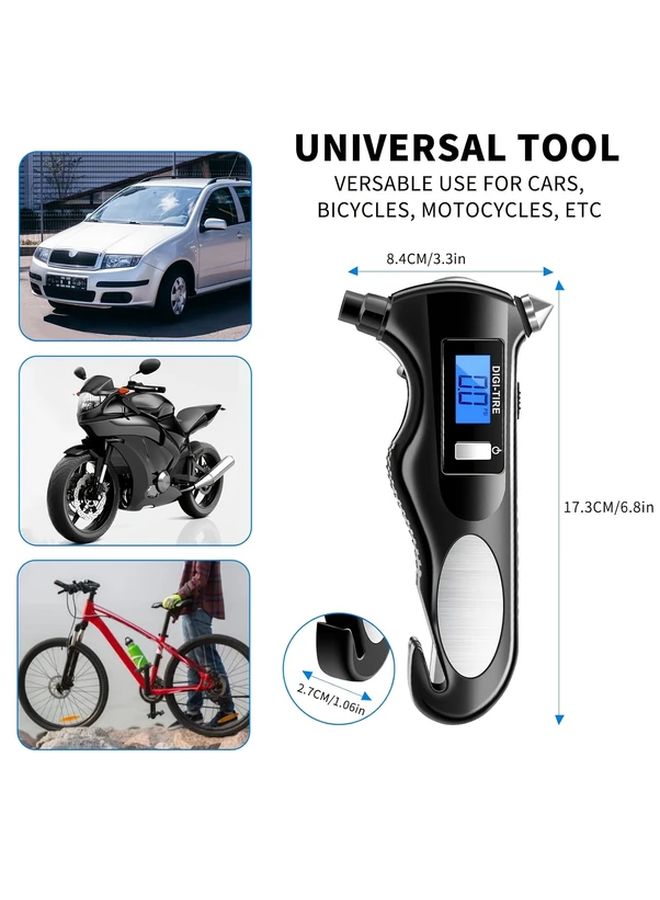 Digital Tire Pressure Gauge 150 PSI Universal High Accuracy Sensor For Car Motorcycle Bicycle Black - Image 3