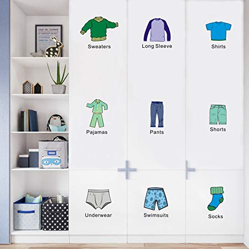 IARTTOP Vinyl Clothing Label Decal, Waterproof Wardrobe Organizer Sticker, Removable Wall Decor for Kids Bedroom, Home Decoration, Male Clothing Label - Image 5
