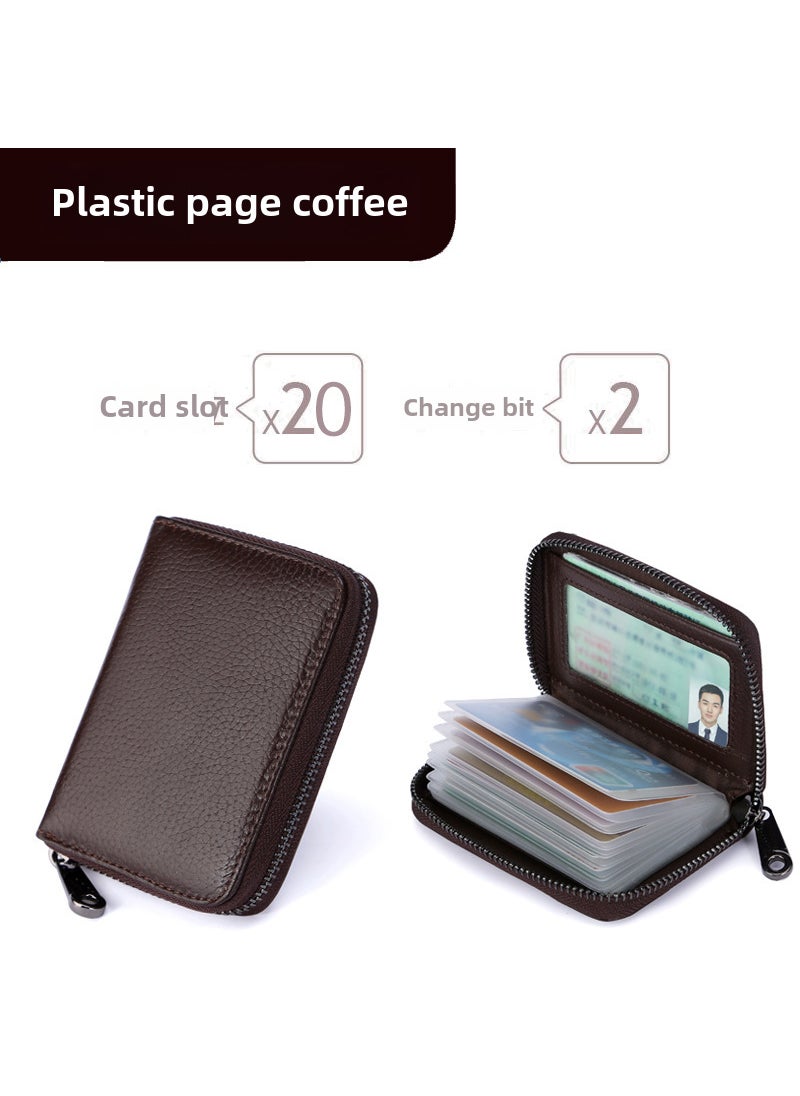 Generic Card Holder large capacity multi-card driving license holder mens and womens anti-degaussing coin purse integrated exquisite high-end small Brown (Mirror Window 22 card position) Brown (Mirror Window 22 card position) 