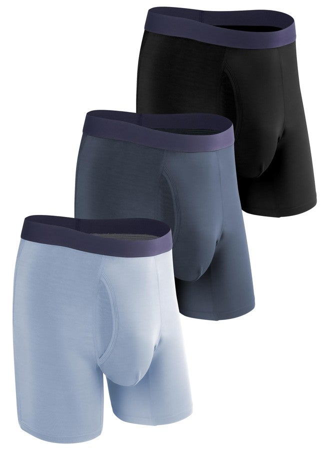 SUNCHIRI Incontinence Underwear for Men, Long Leg Soft Leakproof Washable Reusable Light Absorbency Boxer Briefs 3 Pack (Multicolor01, Large - Image 1