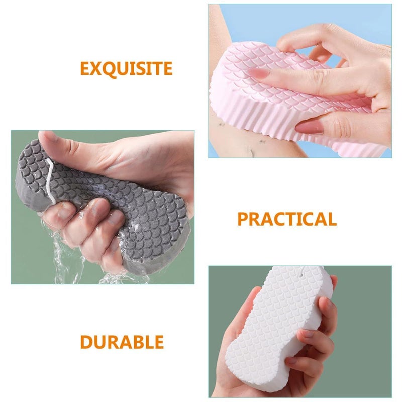 4 Pack Blue Bath Sponges Soft Durable Shower Scrubbers Non Irritating Body Scrub Tools - Image 5