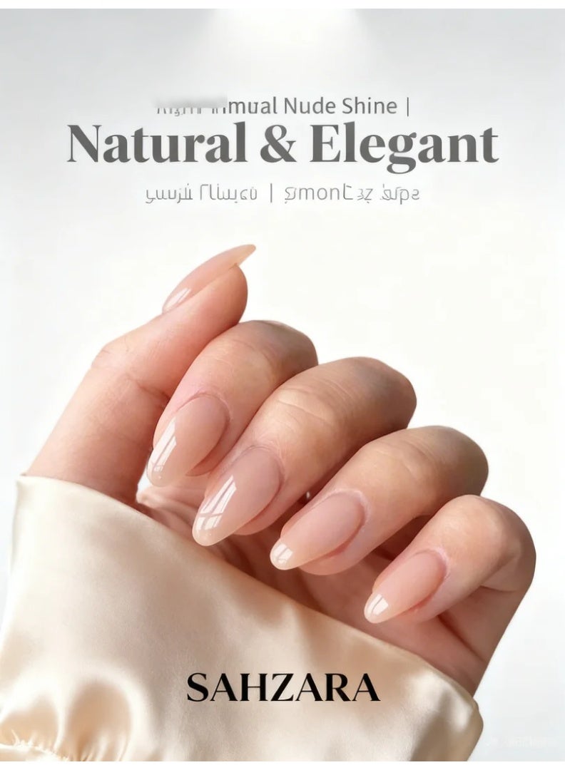 سَهزارا أظافر لاصقة لوزية 24 قطعة لون بيج ناعم | أظافر صناعية كاملة التغطية بلمعة لامعة | أظافر قابلة لإعادة الاستخدام لمجموعة مانيكير منزلية | مظهر طبيعي أنيق ومريح | سهلة التركيب للنساء - Image 2