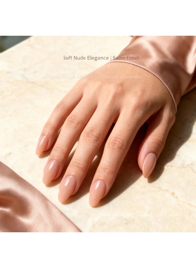 SAHZARA Nude Pink Almond Press On Nails Glossy Natural French Style Fake Nails Medium Almond Press On Nails Reusable Full Cover Artificial Nails Nude Blush Pink Acrylic Nails Salon Look Stick On Nails Elegant Wedding Nails Everyday Wear Lightweight Comfortable Press On Manicure Set for Women - Image 5