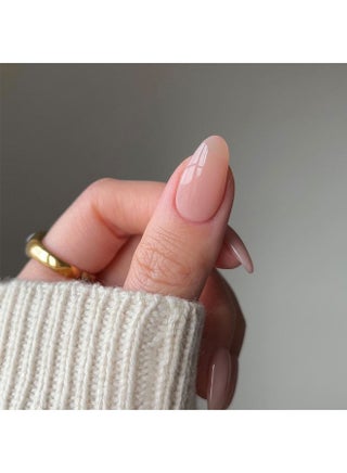 Nude Pink Almond Press On Nails Glossy Natural French Style Fake Nails Medium Almond Press On Nails Reusable Full Cover Artificial Nails Nude Blush Pink Acrylic Nails Salon Look Stick On Nails Elegant Wedding Nails Everyday Wear Lightweight Comfortable Press On Manicure Set for Women - view 3