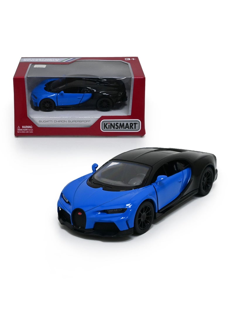 Kinsmart سيارة بوغاتي شيرون سوبر سبورت مصنوعة من المعدن مع أبواب قابلة للفتح ولعبة سحب للخلف - Image 1