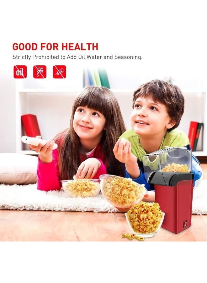 KRIPESH Hot Air Popcorn Maker Machine 1200W, Home Popcorn Maker with Removable Top Cover and Measuring Spoon, Healthy Oil-Free for Parties & Kids Easy to Clean, 2-3 Minutes Fast, Red  - Image 3