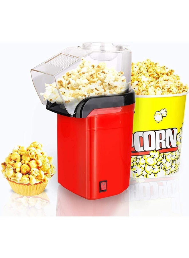 KRIPESH Hot Air Popcorn Maker Machine 1200W, Home Popcorn Maker with Removable Top Cover and Measuring Spoon, Healthy Oil-Free for Parties & Kids Easy to Clean, 2-3 Minutes Fast, Red  - Image 1