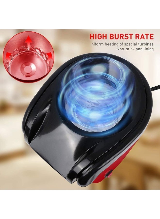KRIPESH Hot Air Popcorn Maker Machine 1200W, Home Popcorn Maker with Removable Top Cover and Measuring Spoon, Healthy Oil-Free for Parties & Kids Easy to Clean, 2-3 Minutes Fast, Red  - Image 2