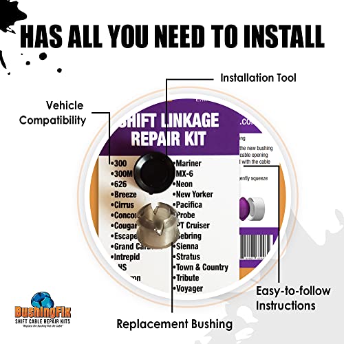 BushingFix.com BushingFix CH1Kit Transmission Shift Cable Bushing Repair Kit, Shift Linkage Repair Kit, MOPAR Transmission Shifter Cable Repair, Compatible w/Jeep, Chevrolet, Chrysler, Dodge, Ford, Mazda, & Others - Image 2