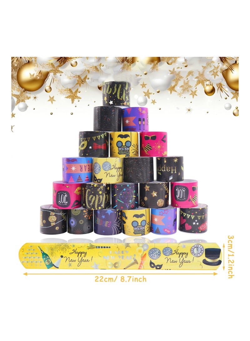 Excefore 24 Pcs Slap Bracelet for Kids Party Bag Fillers, New Year Wristbands Fun Boys and Girls Slap Bands Bulk Vinyl Rolls for Birthday Gift Goodie Bag Flavors School Classroom Little Toys - Image 2