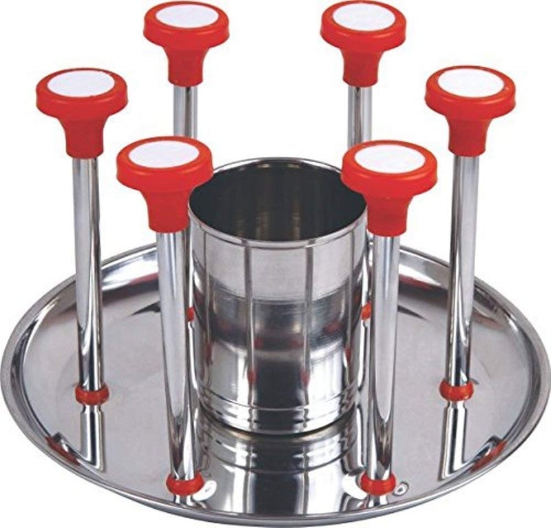 Amaxone Glass Stand Steel for KitchenDining TableStainless Steel Cup Holder Stainless Steel and Virgin Glass Holder for 6 Glasses - Image 1