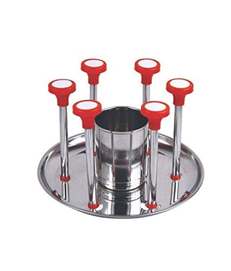 Amaxone Glass Stand Steel for KitchenDining TableStainless Steel Cup Holder Stainless Steel and Virgin Glass Holder for 6 Glasses - Image 3