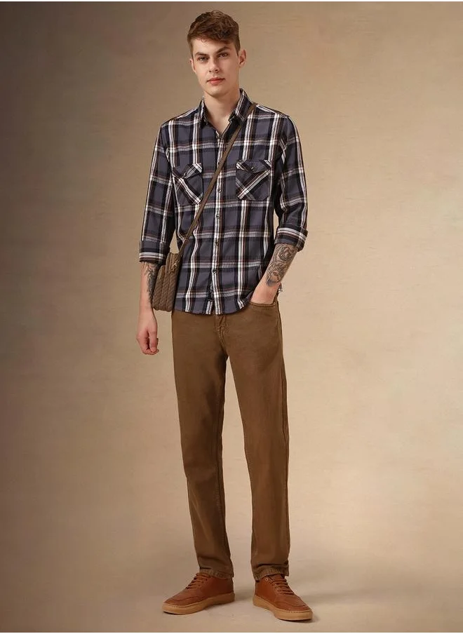 دينيس لينغو Regular Fit Multi-Color Cotton Casual Shirt Regular Collar