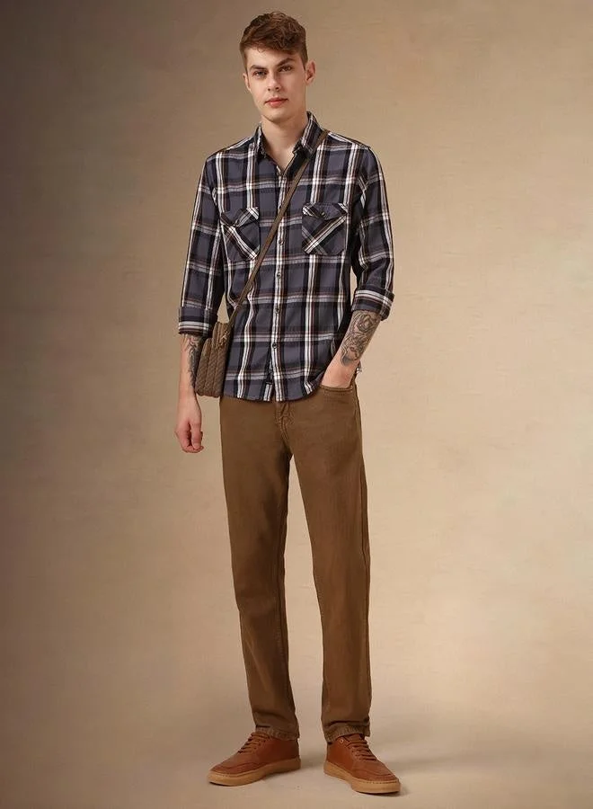 دينيس لينغو قميص قطني كاجوال متعدد الألوان بقصة عادية وياقة عادية